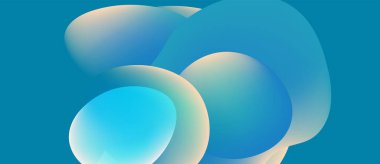 Soyut şekiller örtüşür, yumuşak eğimler yaratır. Mavi, sarı renkler kompozisyona hakim. Minimalist tasarım akıcılığı ve sakinliği çağrıştırır..