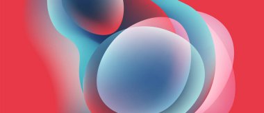 Soyut sıvı şekiller harmanlanarak canlı renk değişimleri yaratır. Kırmızı, mavi, pembe renkler kompozisyona hakim. Yumuşak geçişler biçimleri tanımlar.