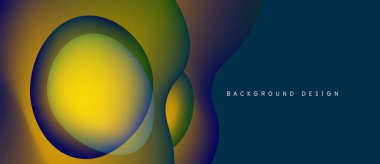 Soyut renkli arkaplan. Üst üste binen daireler dinamik görsel efekt yaratır. Gradyan gölgeler yumuşak bir geçiş, modern estetik sunuyor.