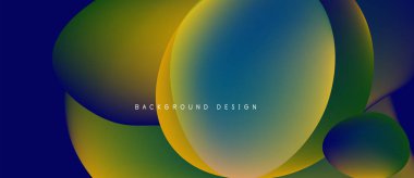 Soyut sıvı şekilleri örtüşür ve canlı renk değişimleri yaratır. Sarılar, maviler, yeşiller pürüzsüzce harmanlanır. Modern tasarım ögesi.