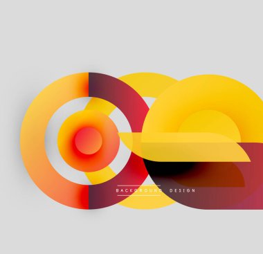 Soyut geometrik şekiller çakışıyor. Sıcak renkler tasarıma hükmediyor, dinamik görsel etki yaratıyor. Modern biçim, uygun arkaplan ögesi.