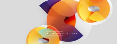 Soyut geometrik şekiller örtüşüyor, canlı renk eğimleri yaratıyor. Modern tasarım pürüzsüz geçişler, dinamik kompozisyon içerir. Minimalist stil.