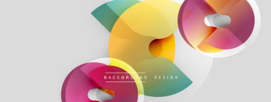 Soyut geometrik şekiller örtüşüyor, canlı renk eğimleri yaratıyor. Modern tasarım elementleri dinamik bileşim, temiz estetik.