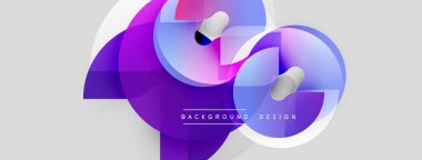 Soyut geometrik şekiller, canlı mor, mavi renkler. Modern tasarım elementleri dinamik görsel kompozisyon oluşturur. Temiz arkaplan odaklanmayı artırır.