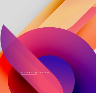 Soyut renkli şekiller örtüşüyor, dinamik eğimler yaratıyor. Modern tasarım pürüzsüz geçişler, canlı renkler içerir..