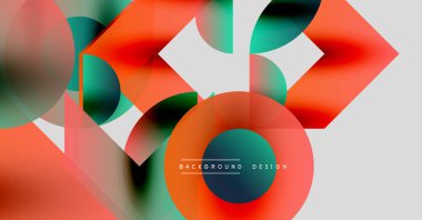 Soyut sıvı şekiller, canlı renklerin karışımı. Modern tasarım elementleri dinamik bileşim yaratır. Arkaplan özellikleri üst üste binen daireler, kareler.