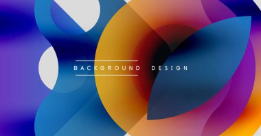 Soyut renkli şekiller çakışıyor. Gradyan renkler harmanlanarak, dinamik görsel efekt yaratır. Modern tasarım ögeleri cesur kompozisyon sunar.