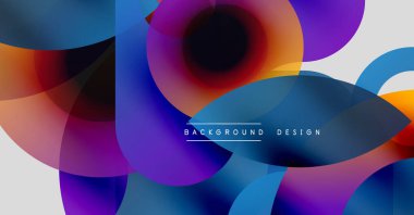 Soyut renkli çakışan daireler dinamik görsel efekt yaratır. Arkaplan ve sunumlar için uygun modern tasarım.