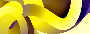 Soyut sıvı şekilleri, canlı sarı, mor renkler. Modern tasarım, pürüzsüz kıvrımlar dinamik bileşim yaratır. Arkaplan dokusu görünür.