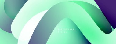 Soyut sıvı şekilleri örtüşür, dinamik yeşil gradyan arkaplan oluşturur. Dijital projeler için modern tasarım ögesi.