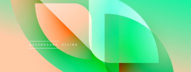 Soyut sıvı şekilleri kesişir. Renkler karışık şeftali, yeşil, turkuaz. Arkaplan, pankart ve sunumlar için modern tasarım ögesi.