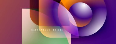 Soyut geometrik şekiller örtüşüyor, canlı renk eğimleri yaratıyor. Tasarım pürüzsüz geçişler ve modern estetik içeriyor..