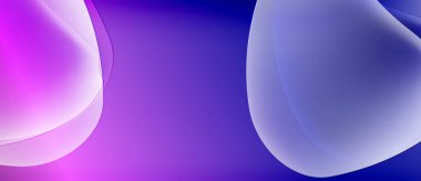 Soyut sıvı şekiller, canlı mor renkler, pürüzsüz gradyanlar. Minimalist tasarım, modern estetik, akış biçimleri dinamik bileşim oluşturur.