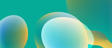 Soyut baloncuklar turkuazları karıştırır, mavi, sarı renkler. Pürüzsüz gradyanlar yumuşak, akışkan görsel efektler yaratır. Minimalist tasarım, rahatlatıcı atmosfer.