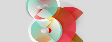 Soyut tasarım üst üste binen daireler, canlı renkler, modern estetik. Minimalist kompozisyon dinamik görsel etki yaratır.