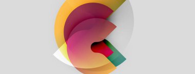 Soyut renkli şekiller örtüşür, dinamik görsel kompozisyon yaratır. Renkler karışır, sıvı tasarım elementleri oluşturur. Modern estetik.