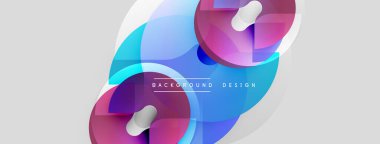 Soyut şekiller örtüşür, dinamik görsel etki yaratır. Yumuşak gradyanlar pembeleri, mavileri, beyazları harmanlarlar. Arka planlar için modern tasarım ögesi.