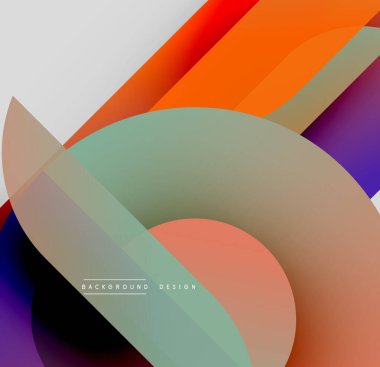 Soyut şekiller örtüşüyor, canlı renk değişimleri yaratıyor. Yumuşak geçişli modern tasarım, dinamik kompozisyon.