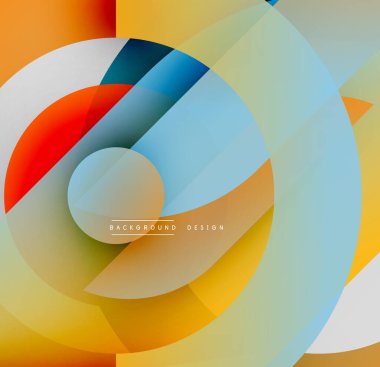 Soyut daireler örtüşüyor, canlı renk eğimleri yaratıyor. Dinamik bileşim hareketi, modern tasarım estetiğini akla getiriyor..