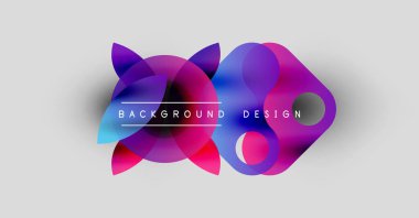 Soyut renkli şekiller örtüşüyor ve dinamik bir zemin oluşturuyor. Metin, kompozisyon içerisindeki arkaplan tasarımını okur. Modern estetik.