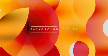 Soyut, enerjik çemberler çakışıyor. Sıcak turuncu, kırmızı renkler tasarımda baskın. Metin arka plan tasarımı okur. Modern estetik.