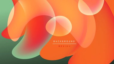 Soyut sıvı şekilleri örtüşür, canlı turuncu, yeşil gradyanlar yaratır. Arkaplan ve sunumlar için modern tasarım ögesi.