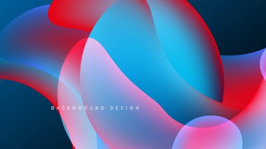 Soyut akışkan şekiller, canlı maviler, kırmızı karışımlar. Karanlık arka planda dinamik kompozisyon. Modern tasarım ögesi.