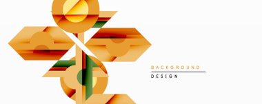 Soyut çiçek tasarımı. Geometrik şekiller çiçek izi yaratır. Sıcak renk paleti turuncu, kahverengi ve yeşil renklerle baskın gelir. Minimalist tarz, modern estetik.