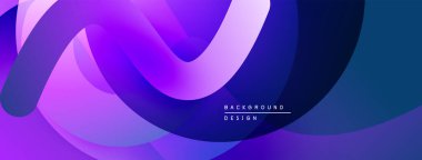 Soyut sıvı şekiller, canlı mor renkler, modern tasarım. Gradyan katmanlar dinamik görsel akış, pürüzsüz geçişler yaratır.