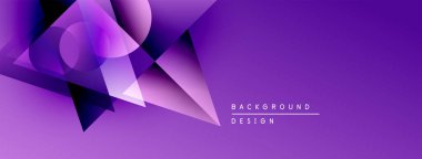 Soyut mor dizayn, üst üste binen şekiller, gradyanlar. Sancaklar, sunumlar, dijital sanat için modern estetik.