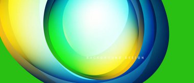 Parlak soyut dalgalar. Canlı yeşil, sarı, mavi renkler düzgün bir şekilde harmanlanır. Arkaplan ve sunumlar için modern tasarım ögesi.