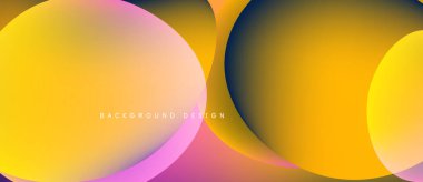 Soyut renkli çakışan daireler dinamik arkaplan oluşturur. Gradyan renkler harmanlanır, pürüzsüz geçişler oluşturulur, modern tasarım ögesi.