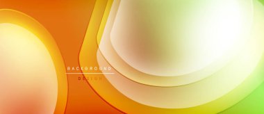 Parlak soyut bir arka plan. Turuncu, sarı renkler düzgün bir şekilde harmanlanır. Modern tasarım elementleri dinamik görsel akış yaratır. Düzen eğimleri kompozisyona hakim.