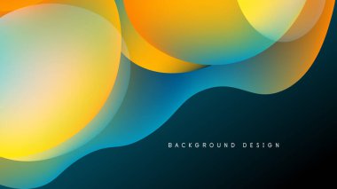 Soyut sıvı şekilleri örtüşür, canlı gradyanlar yaratır. Sarılar, portakallar, maviler koyu arka planda harmanlanır. Modern tasarım ögesi.