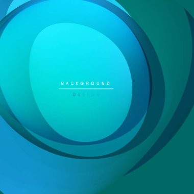 Soyut katmanlar canlı bir deniz mavisi, turkuaz bir eğim yaratıyor. Dairesel şekiller örtüşür, dinamik görsel efekt oluşturur. Modern tasarım ögesi.