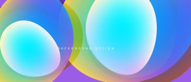 Soyut renkli çemberler örtüşüyor ve canlı gradyanlar yaratıyor. Arka planlar ve sunumlar için modern tasarım öğesi. Yumuşak geçişler, dinamik kompozisyon.