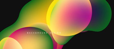 Soyut renkli şekiller örtüşüyor, canlı gradyanlar yaratıyor. Arkaplanda pürüzsüz geçişler, modern tasarım unsurları var.