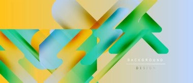 Abstract geometric shapes overlap. Vibrant colors blend, creating dynamic visual effect. Background design features gradients, curves, smooth transitions.