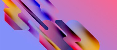 Abstract gradients blend, creating dynamic shapes. Purple, blue, pink hues dominate composition. Modern design, vibrant colors.