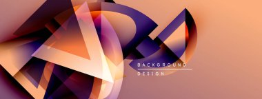 Abstract geometric shapes overlap, creating dynamic visual effect. Warm color palette dominates design, offering modern aesthetic.