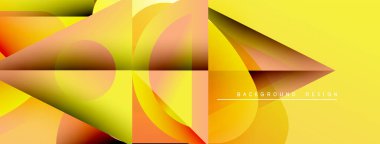 Abstract yellow design features overlapping curved shapes. Gradient colors create dynamic visual effect. Modern, vibrant composition.