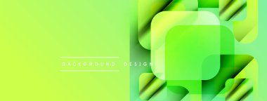 Bright green abstract background. Overlapping squares create dynamic visual effect. Text reads background design. Modern, vibrant composition.