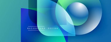 Abstract geometric shapes overlap, creating vibrant blue, green gradients. Modern design elements suggest technology, innovation. Background features text background design.