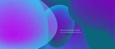 Abstract fluid shapes blend, creating vibrant purple, blue gradients. Minimal text reads background design on right side. Modern aesthetic.