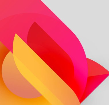 Abstract composition featuring overlapping colorful shapes. Warm tones blend with vibrant pinks, creating dynamic visual effect. Minimalist design.