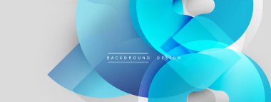 Abstract fluid shapes, blue tones, modern design. Minimalist composition with gradient effects, clean aesthetic. Background features text elements.