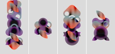 Abstract artwork featuring overlapping colorful shapes. Gradient hues blend, creating dynamic visual composition. Minimalist design, modern aesthetic.