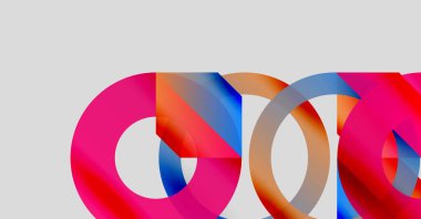 Abstract colorful circles overlap, creating dynamic visual effect. Bright hues blend, forming interesting shapes. Minimalist design.