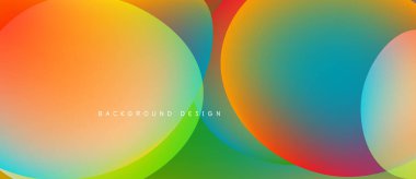 Abstract colorful circles overlap, creating vibrant gradients. Design features text background design centrally positioned. Modern aesthetic.