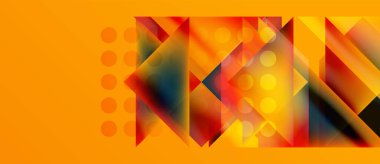 Abstract geometric shapes, vibrant colors, orange background. Modern design, dynamic composition, visual texture.